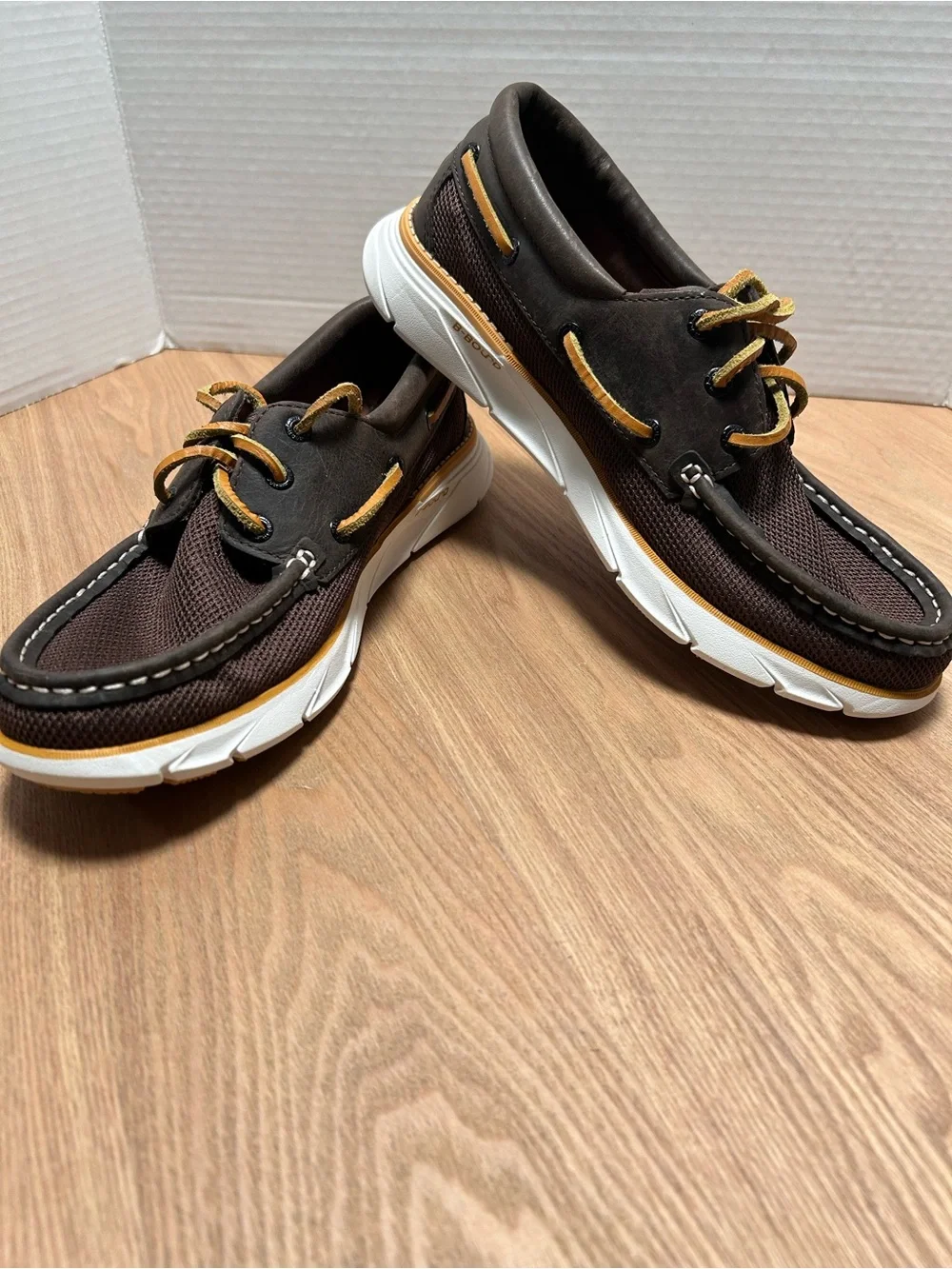 Men’s LLBean Kennebec 3 Eye Boat Shoes Leather & Mesh Rawhide Laces Size 8M New
